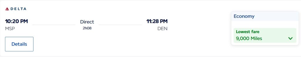 Minneapolis to Denver for 9,000 miles. Credit: Air France