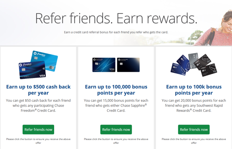 Screen shot from the refer a friend landing page