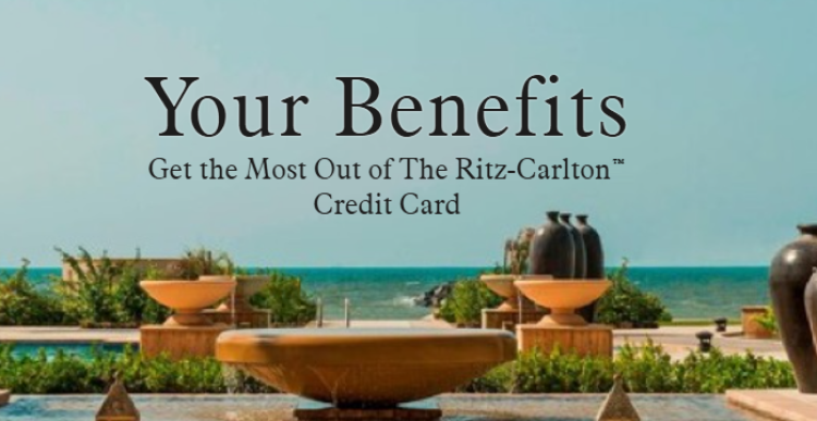 A screen shot advertising the benefits of the Ritz Carlton Card.