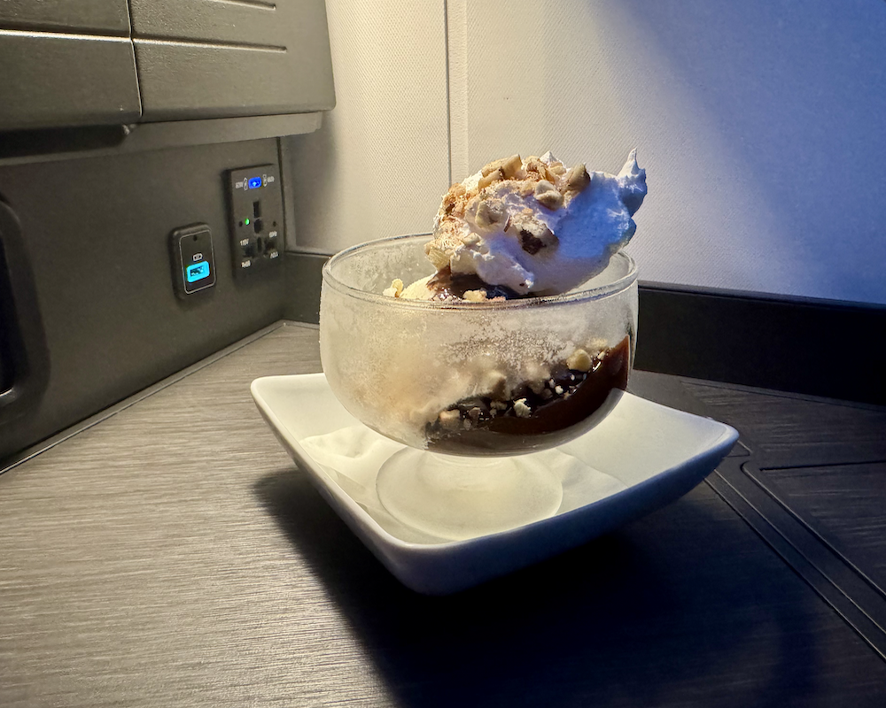 American Airlines business class sundae