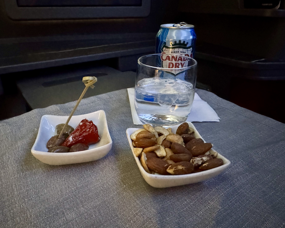 American Airlines business class appetizer.