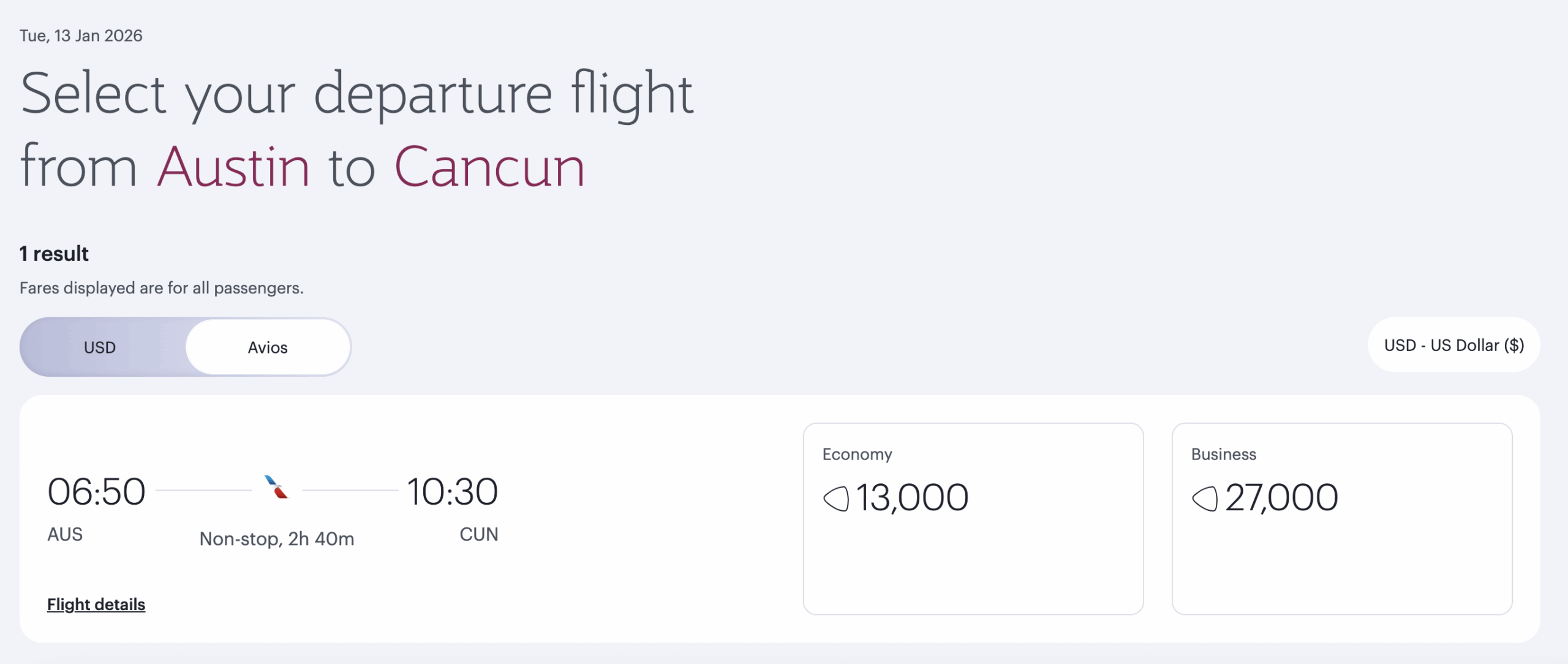 AA award from AUS to CAN via Qatar Airways.
