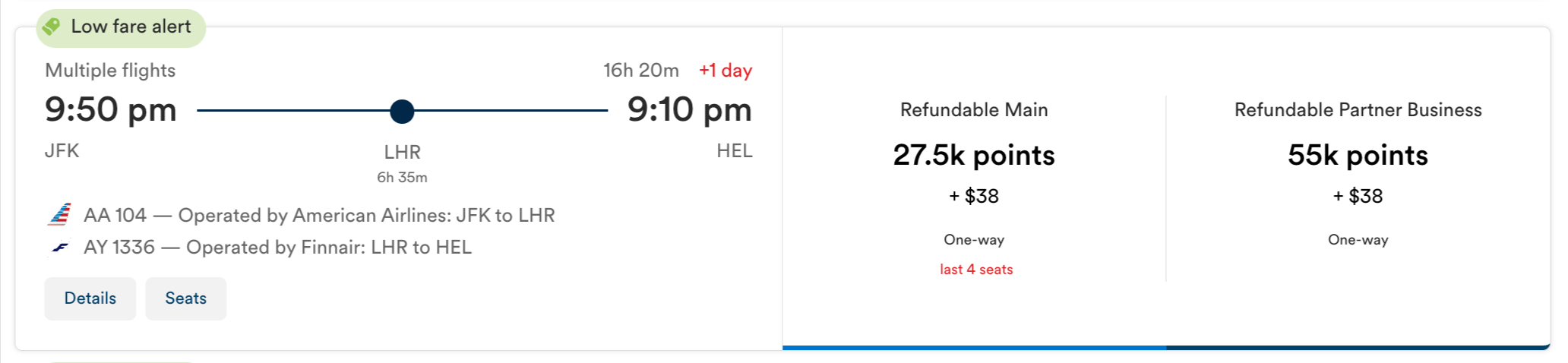 Alaska Airlines mixed partner award