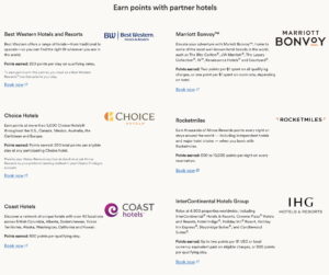 Earn points with partner hotels