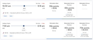 Mixed Cabin Awards with Atmos Rewards points