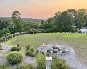AutoCamp Cape Cod lawn and sunset.