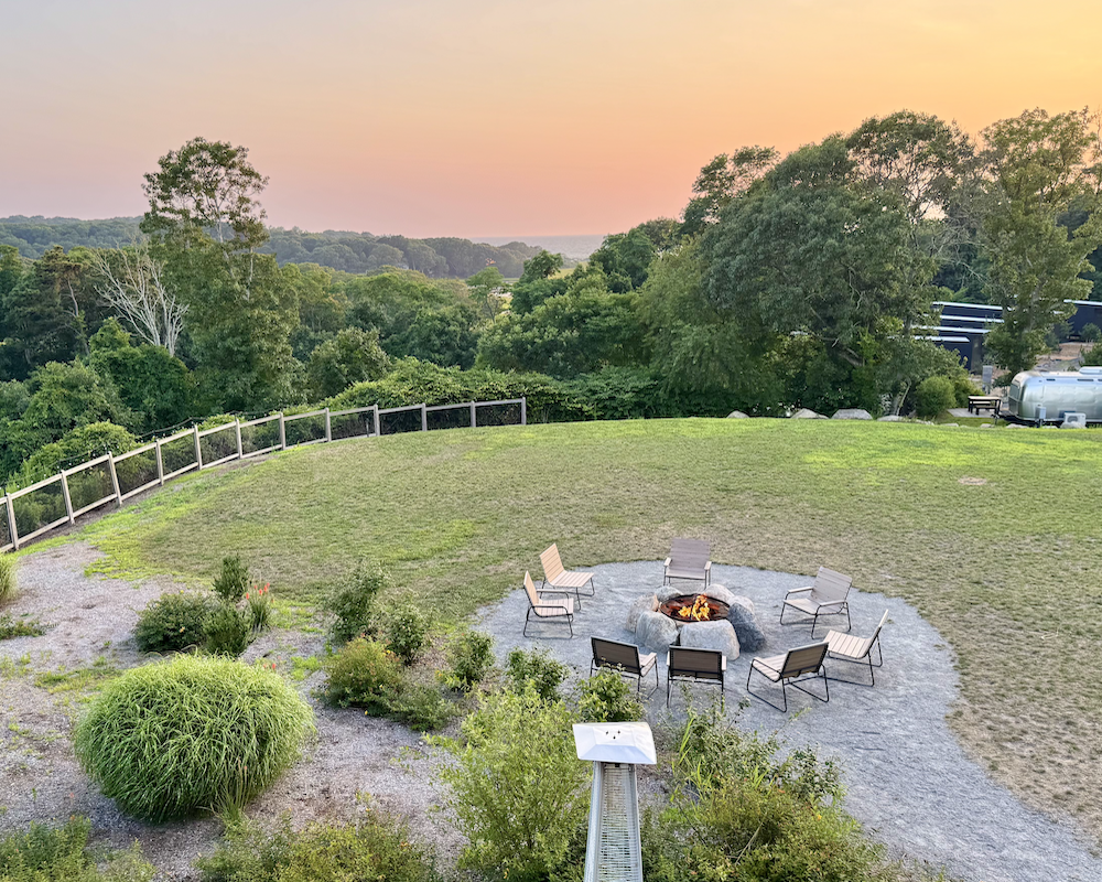 AutoCamp Cape Cod lawn and sunset.
