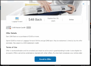 Citi Merchant Offer for Luggage Forward