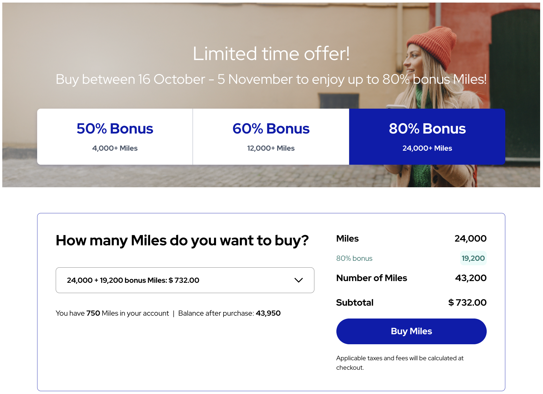 Buy Flying Blue miles with a bonus.