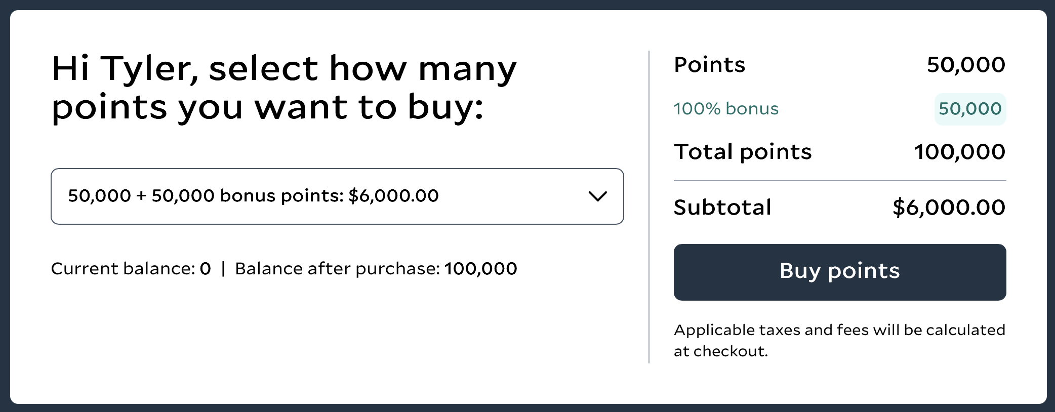 Buy Leaders Club Points Receipt