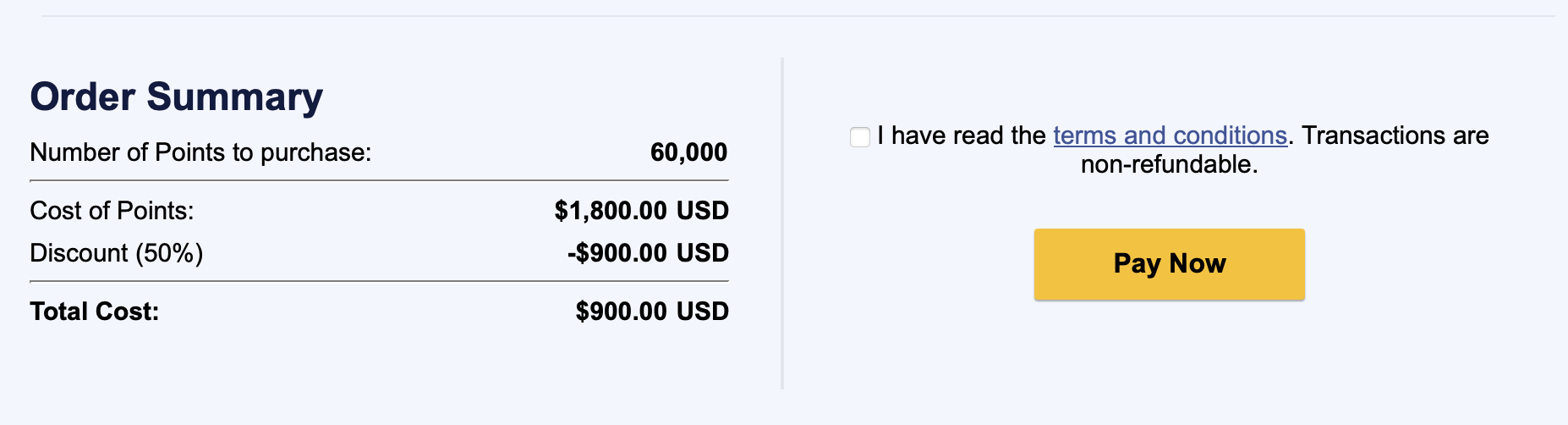 Southwest buy points receipt