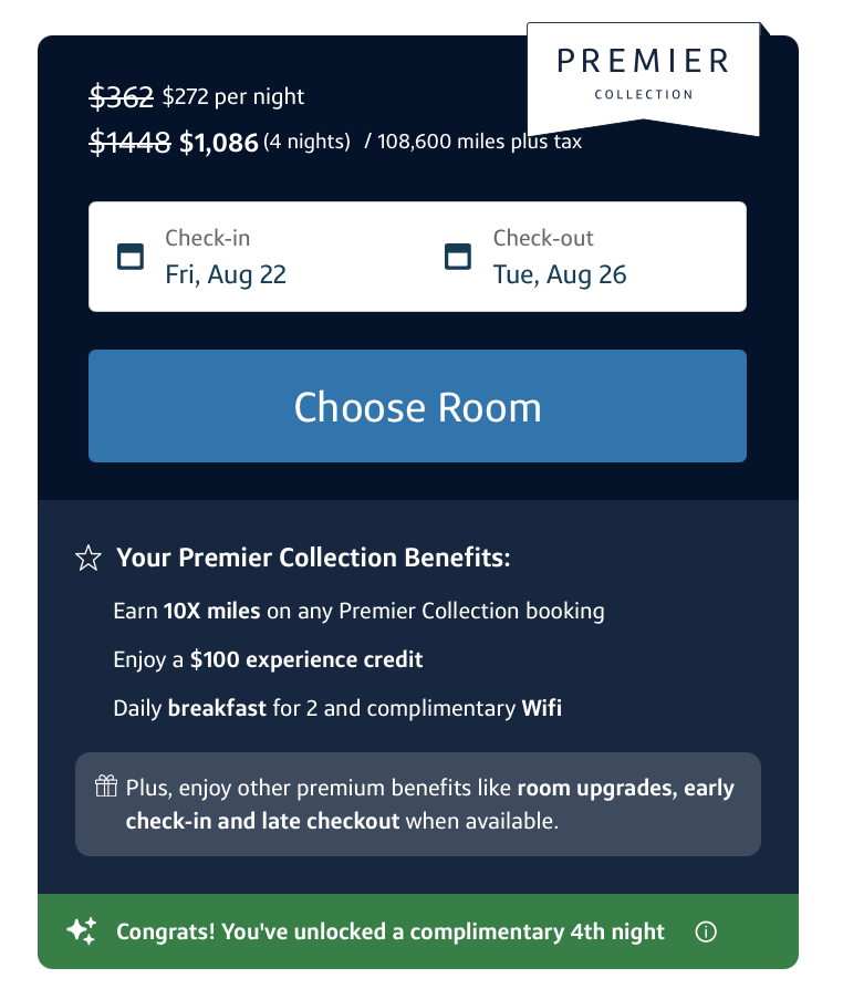Capital One Premier Collection booking widget.