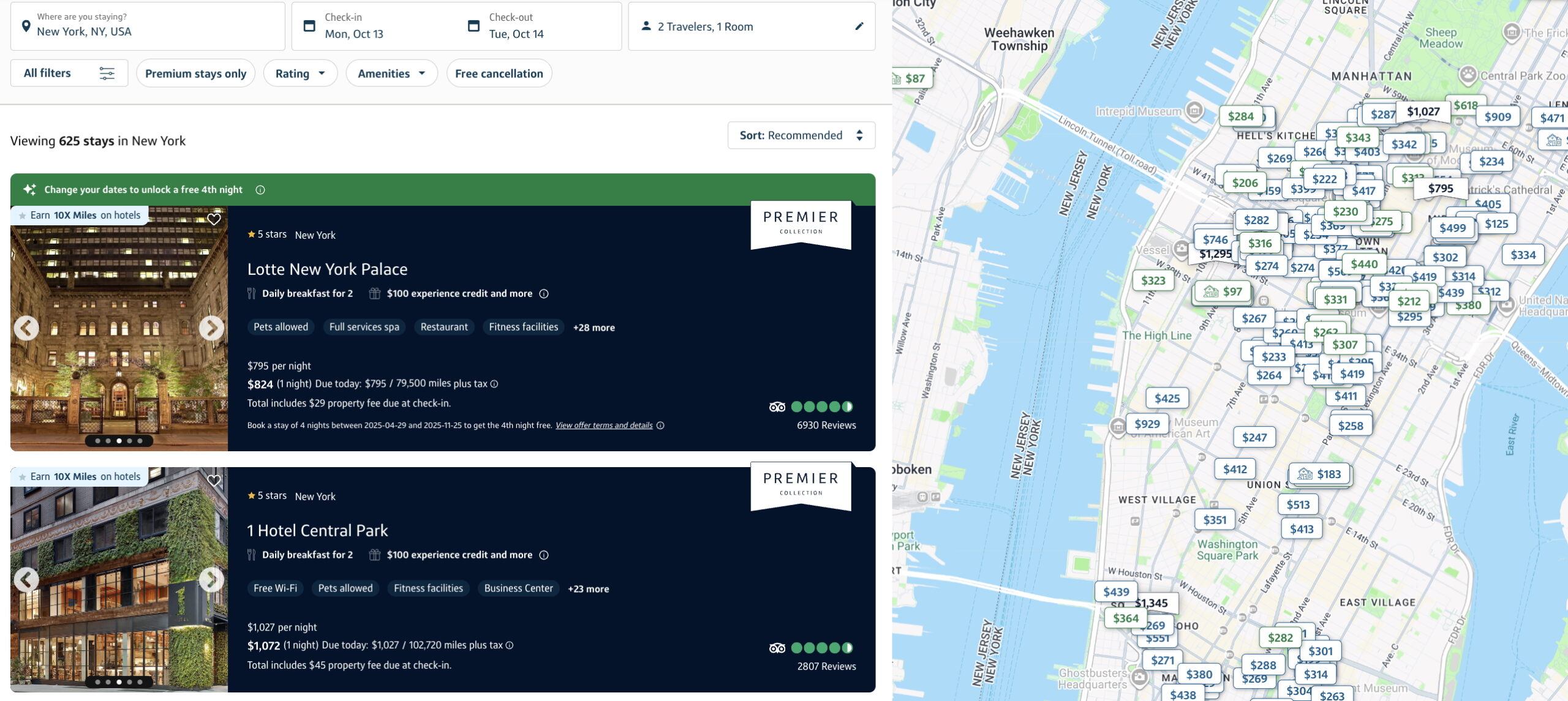 Screenshot of Capital One's travel portal