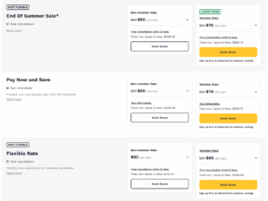 Screenshot showing pricing for a three-night stay at a Quality Inn in Ybor City