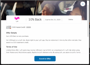Citi Merchant Offer for Lyft