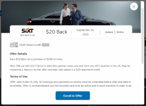 Citi Merchant Offer for Sixt