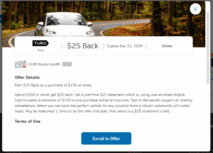 Citi Merchant Offer for Turo