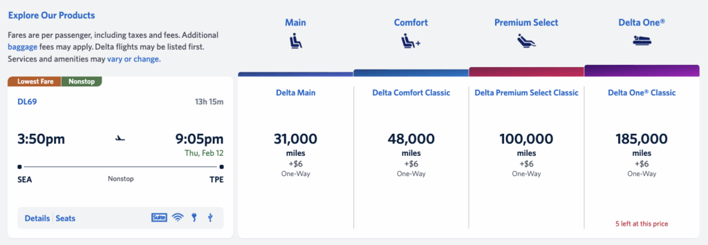 Delta Award Search Result
