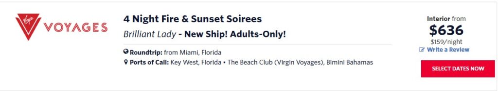 Delta Cruises Virgin Voyages Fire Soiree Price