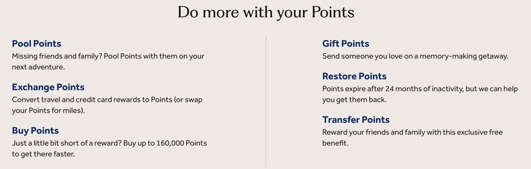 Screenshot of Hilton's website showing options to do more with your points