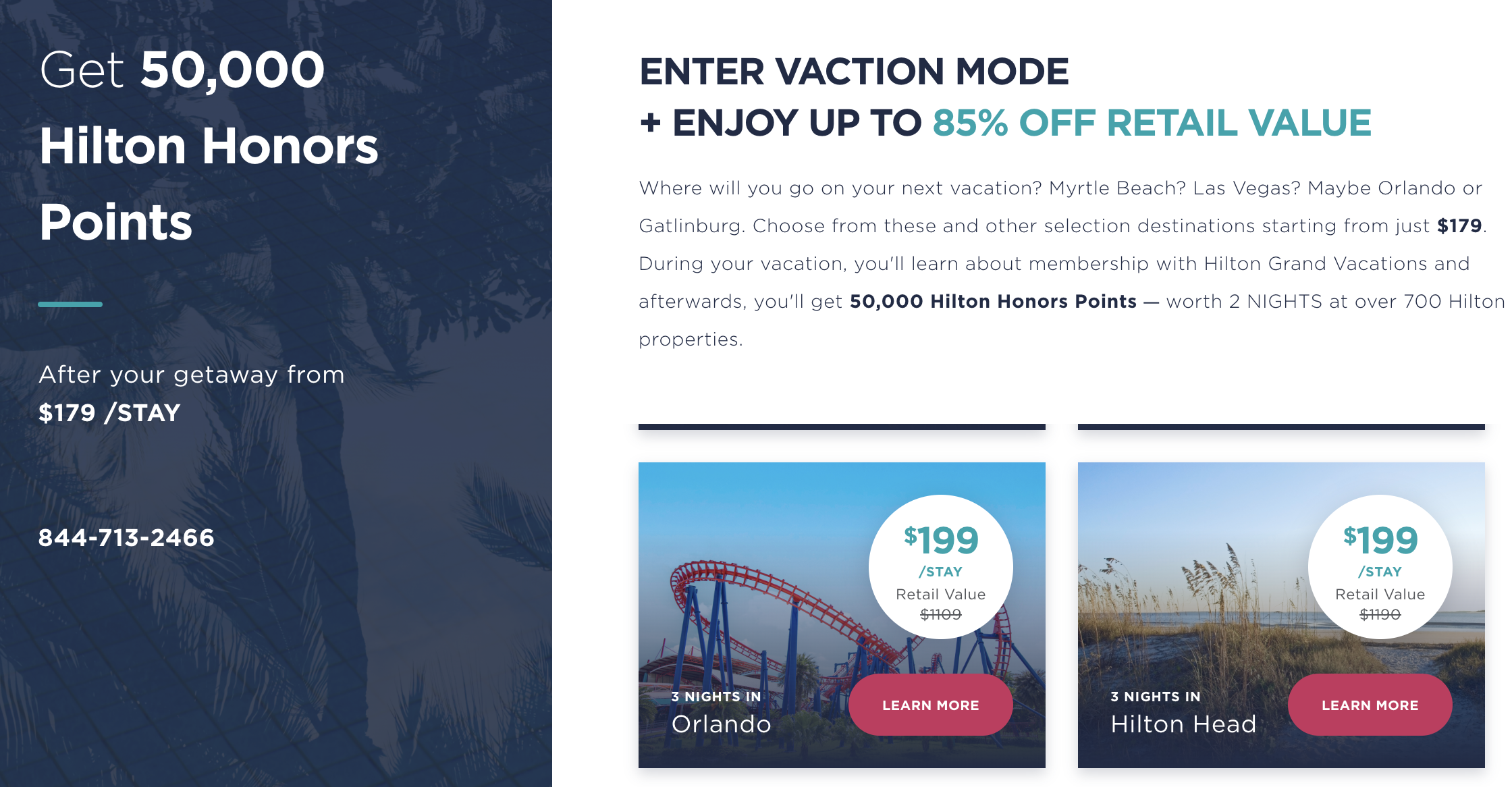 Hilton Grand Vacations 50k timeshare offer