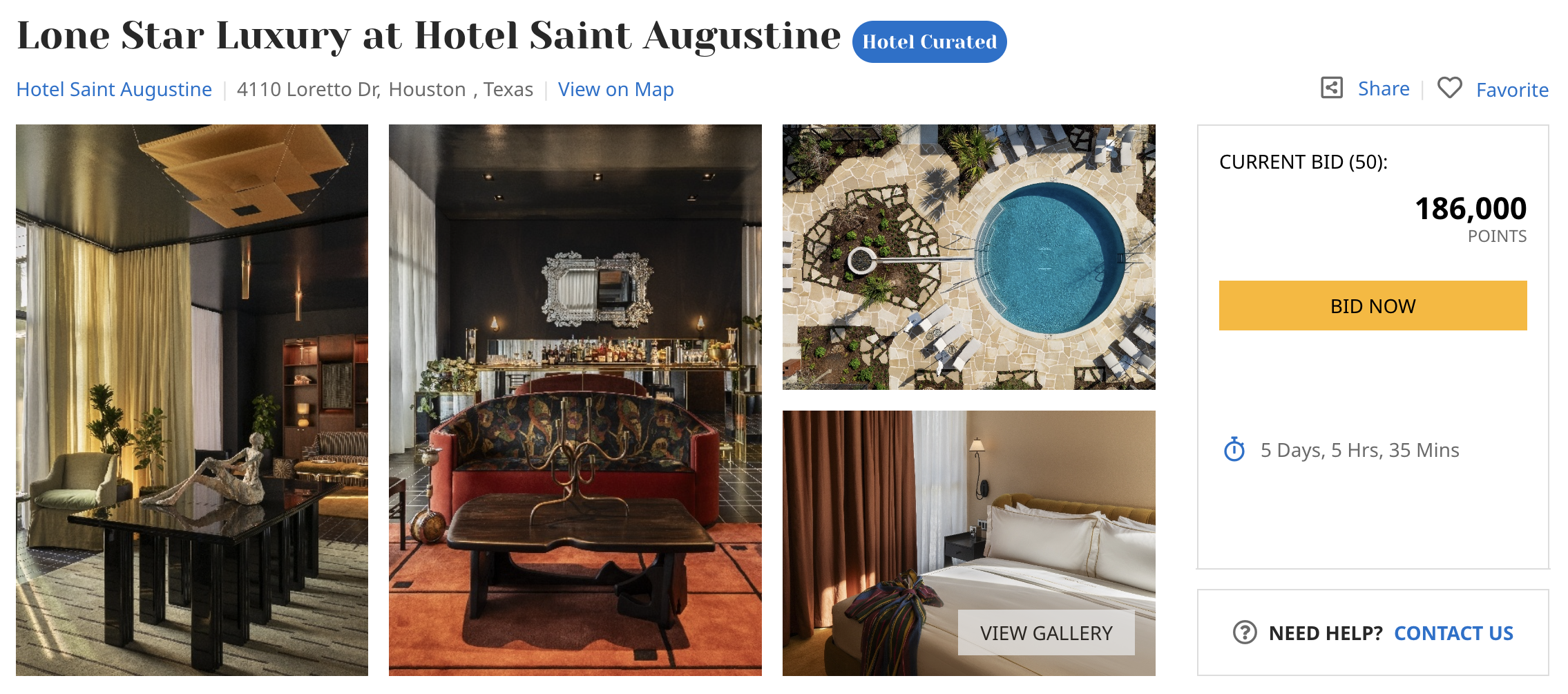 Hyatt FIND Experience at a Bunkhouse Hotel up for bidding.