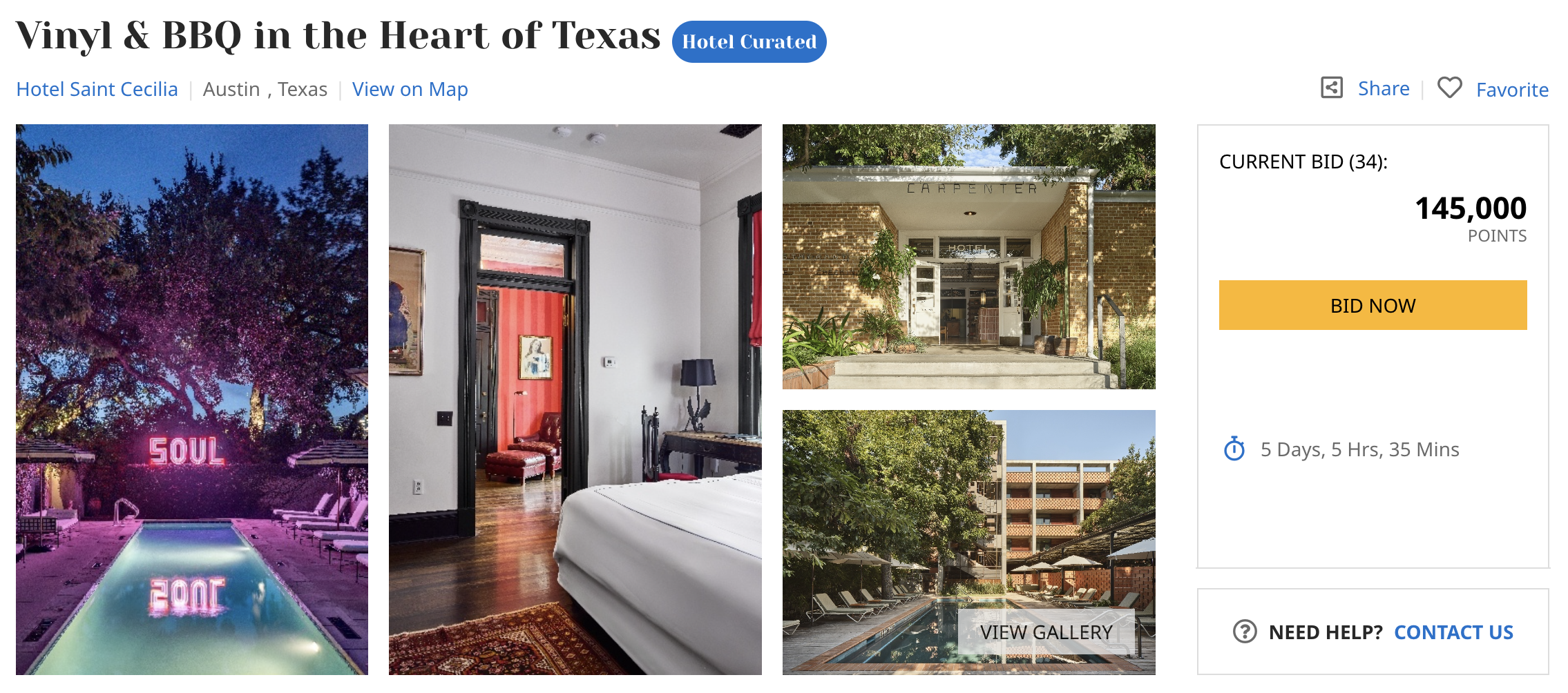 Hyatt FIND Experience at a Bunkhouse Hotel up for bidding.