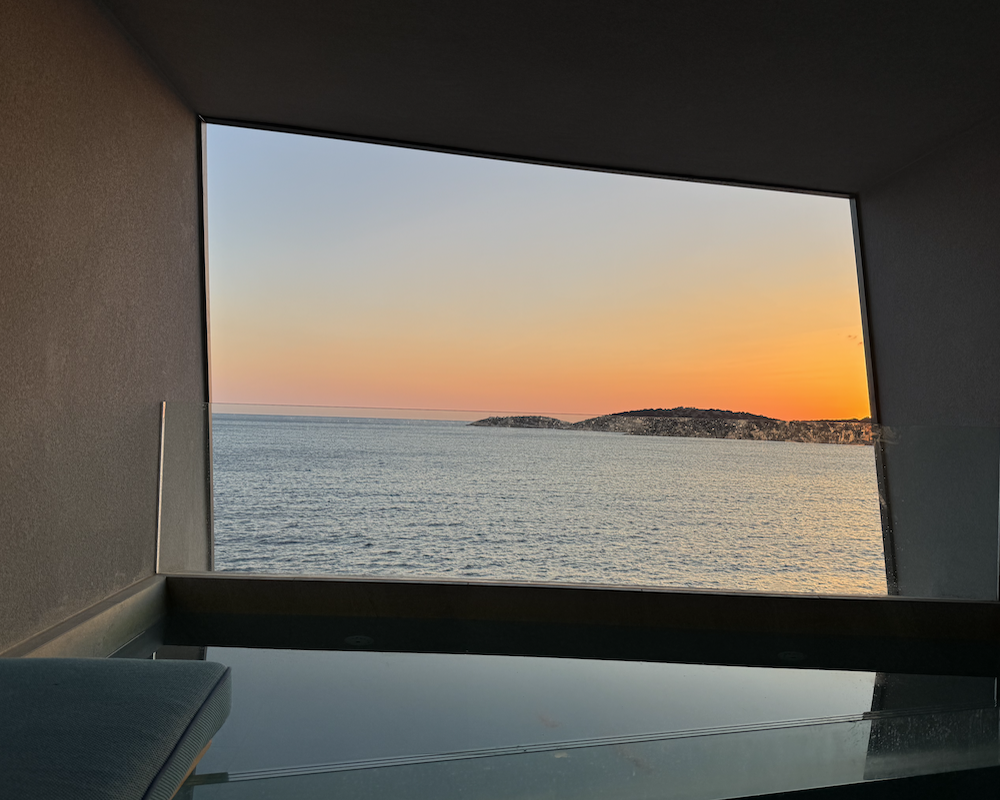 Sunrise as seen from the plunge pool at the InterContinental Crete