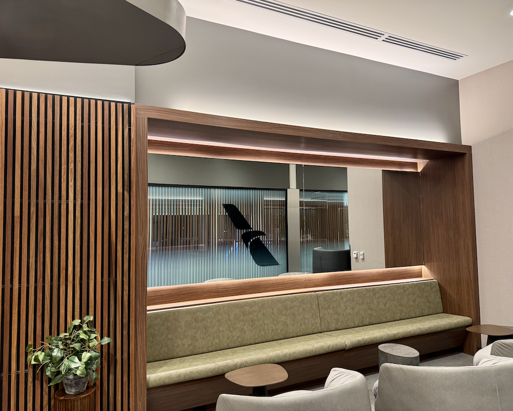 American Airlines Flagship Lounge at PHL seating in the private room.