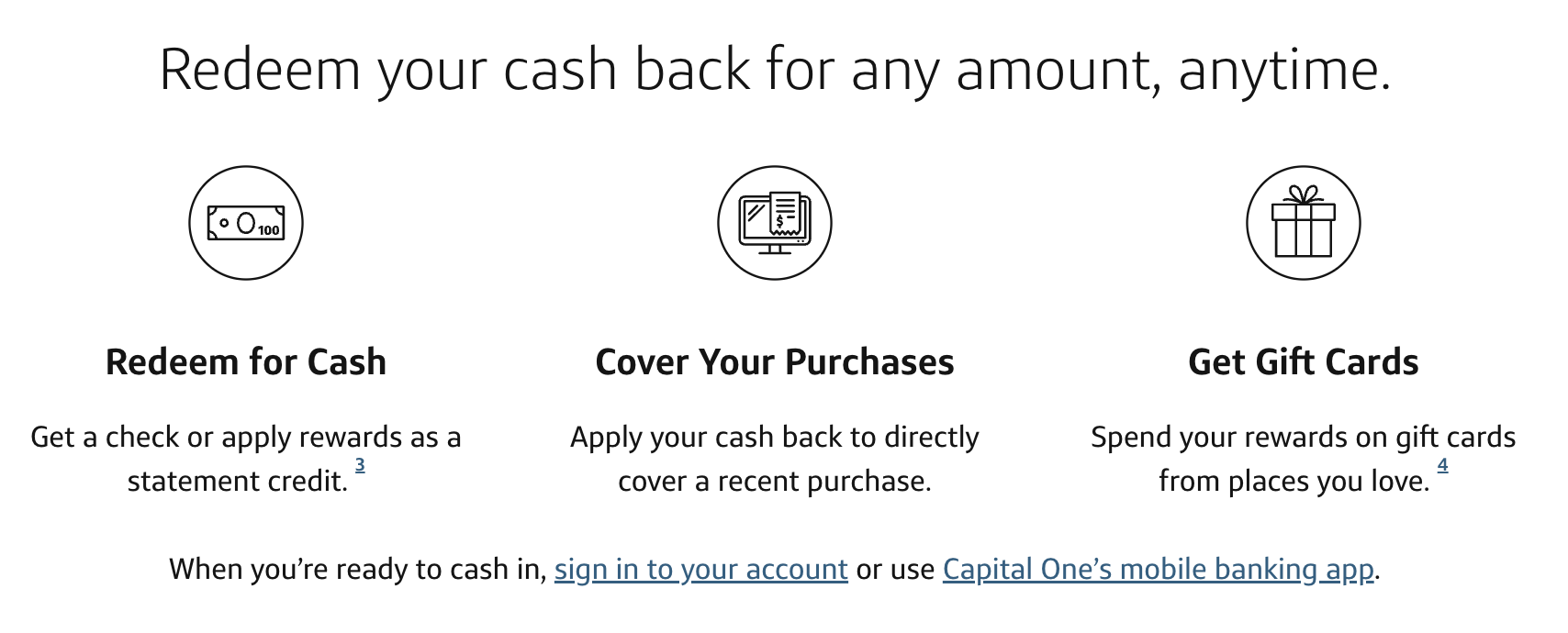 Capital One redemption options for the Capital One Quicksilver Secured Credit Card.