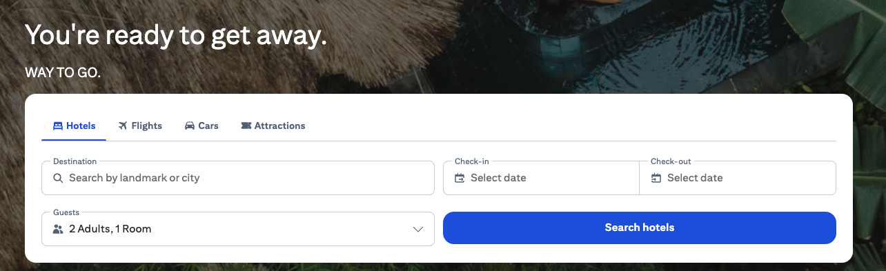 A screenshot of the Citi Travel homepage