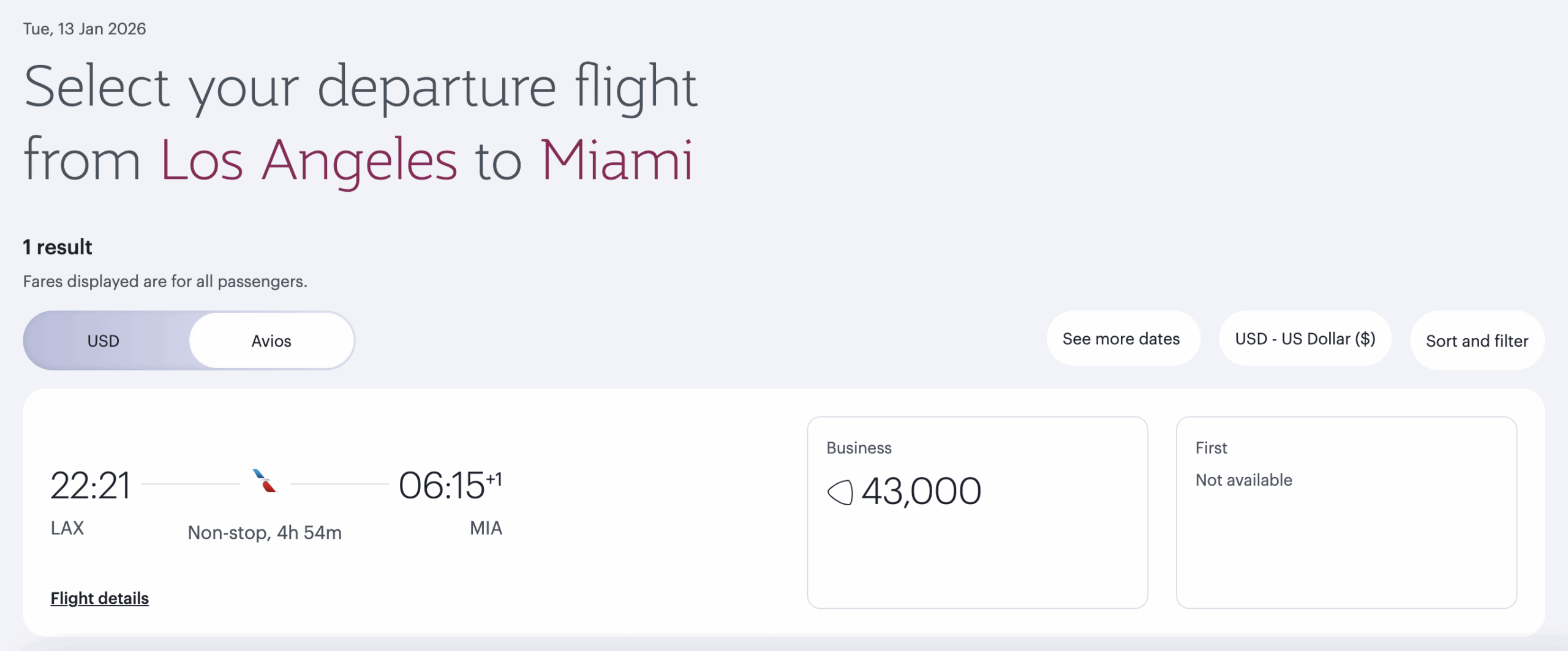 AA award from LAX to MIA via Qatar Airways.