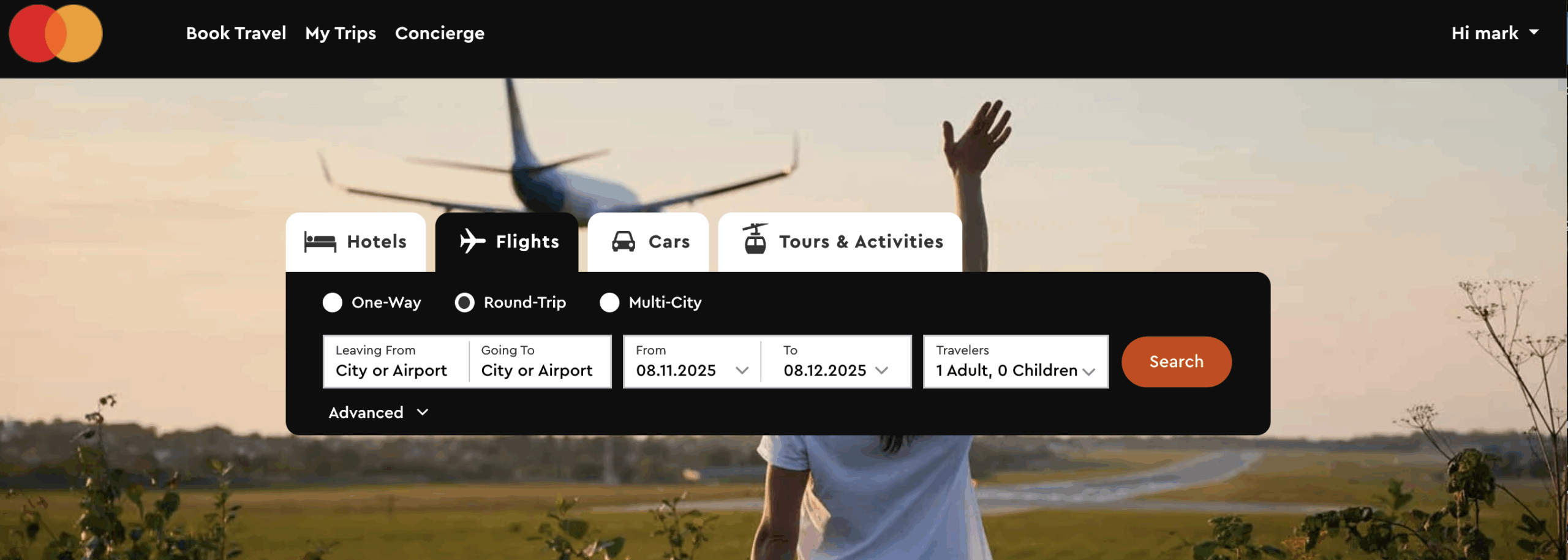 The search page for booking hotels through Mastercard Luxury Hotels and Resorts