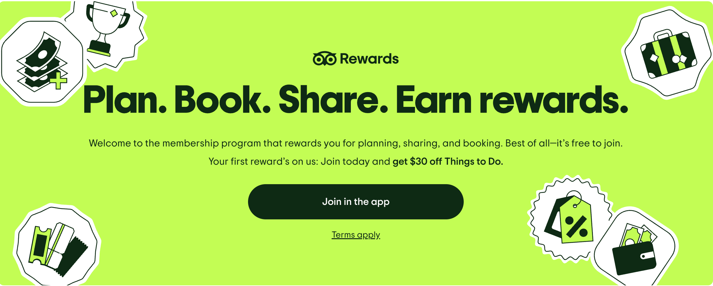 A screenshot showing the Tripadvisor Rewards launch banner