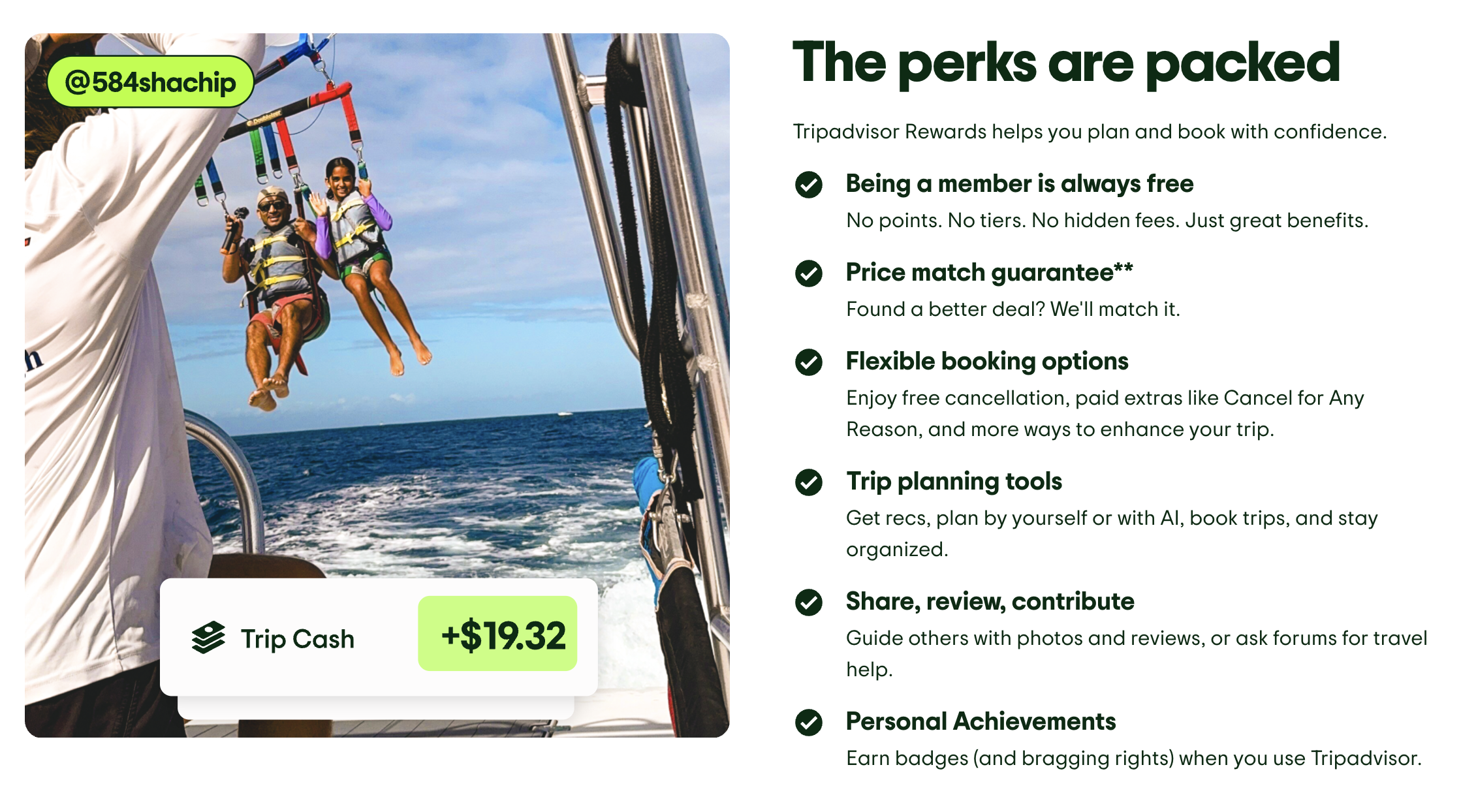 A screenshot of the Tripadvisor Rewards membership perks