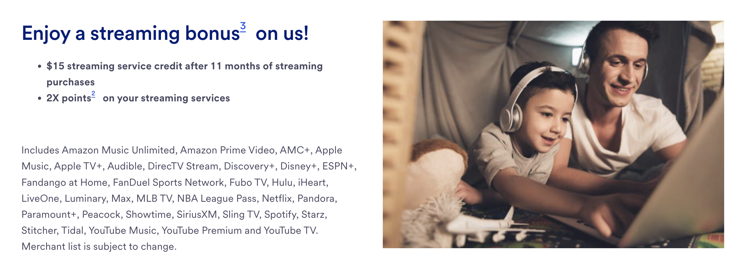 A screenshot showing the streaming bonus benefit offered on the U.S. Bank Altitude Go® Secured Visa® Card