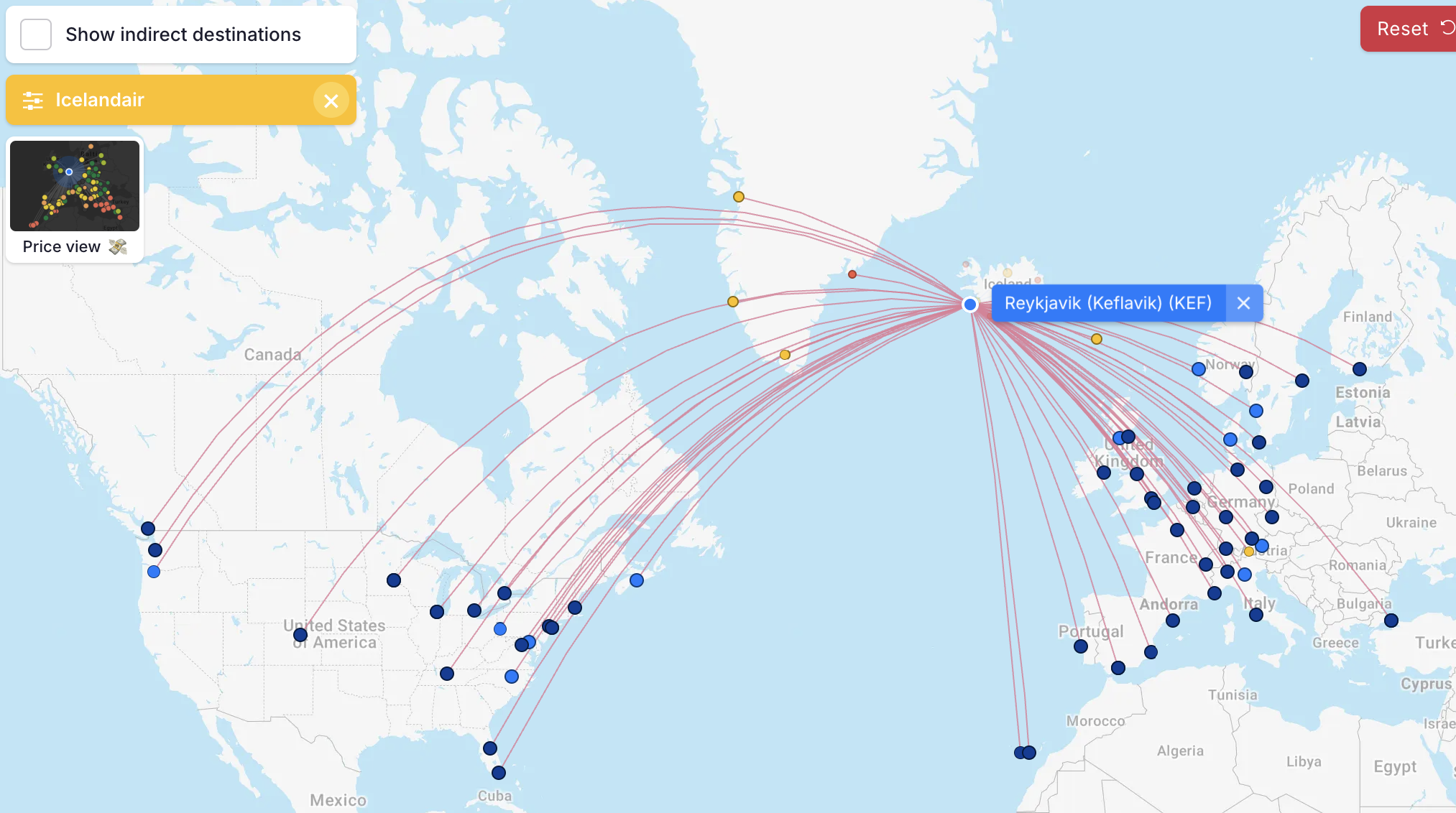 A screenshot showing Icelandair connectivity
