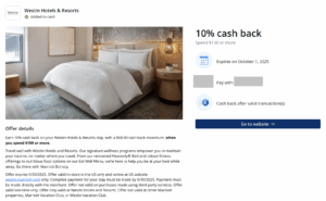 10% Cash Back at Westin Hotels