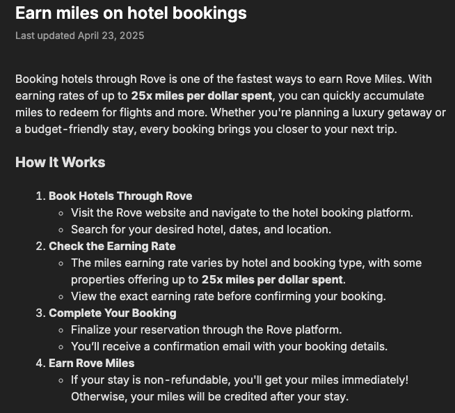 How to earn Rove miles from hotel bookings