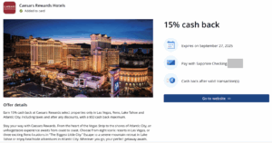 15% Cash Back at Caesars
