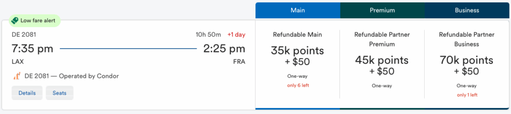 Booking Condor with Alaska miles.