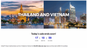 Screenshot of United cardholder flash sale to Thailand and Vietnam