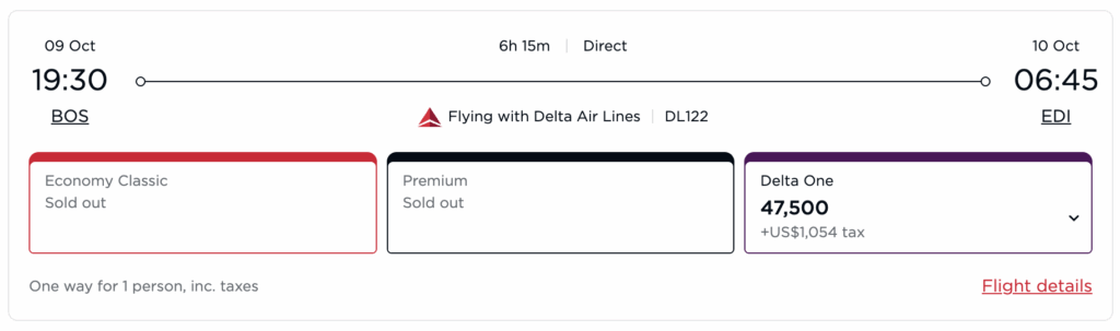 Virgin Atlantic Award Flight From Boston to Edinburgh