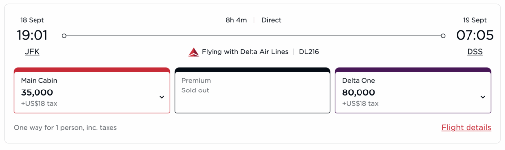 Virgin Atlantic Award Flight From New York to Dakar