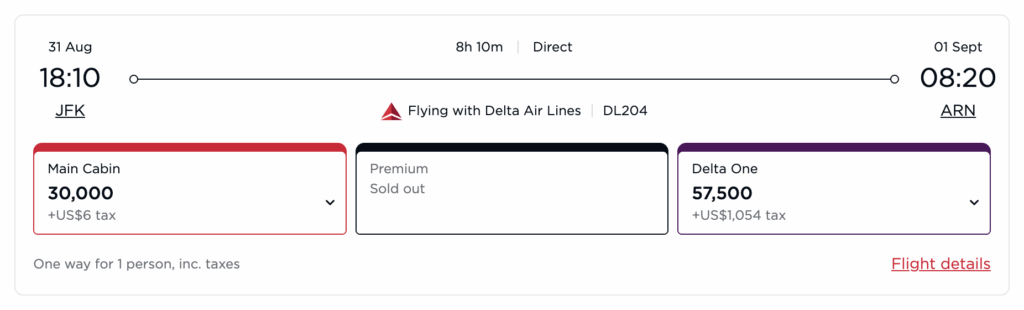 Virgin Atlantic Award Flight From New York to Stockholm