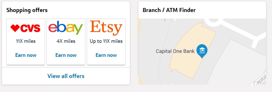 Screenshot of the Capital One Offers homepage