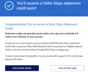 Email from American Express about a Delta Stays credit