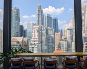 Bar seating with a view at the Hyatt Centric City Centre Kuala Lumpur