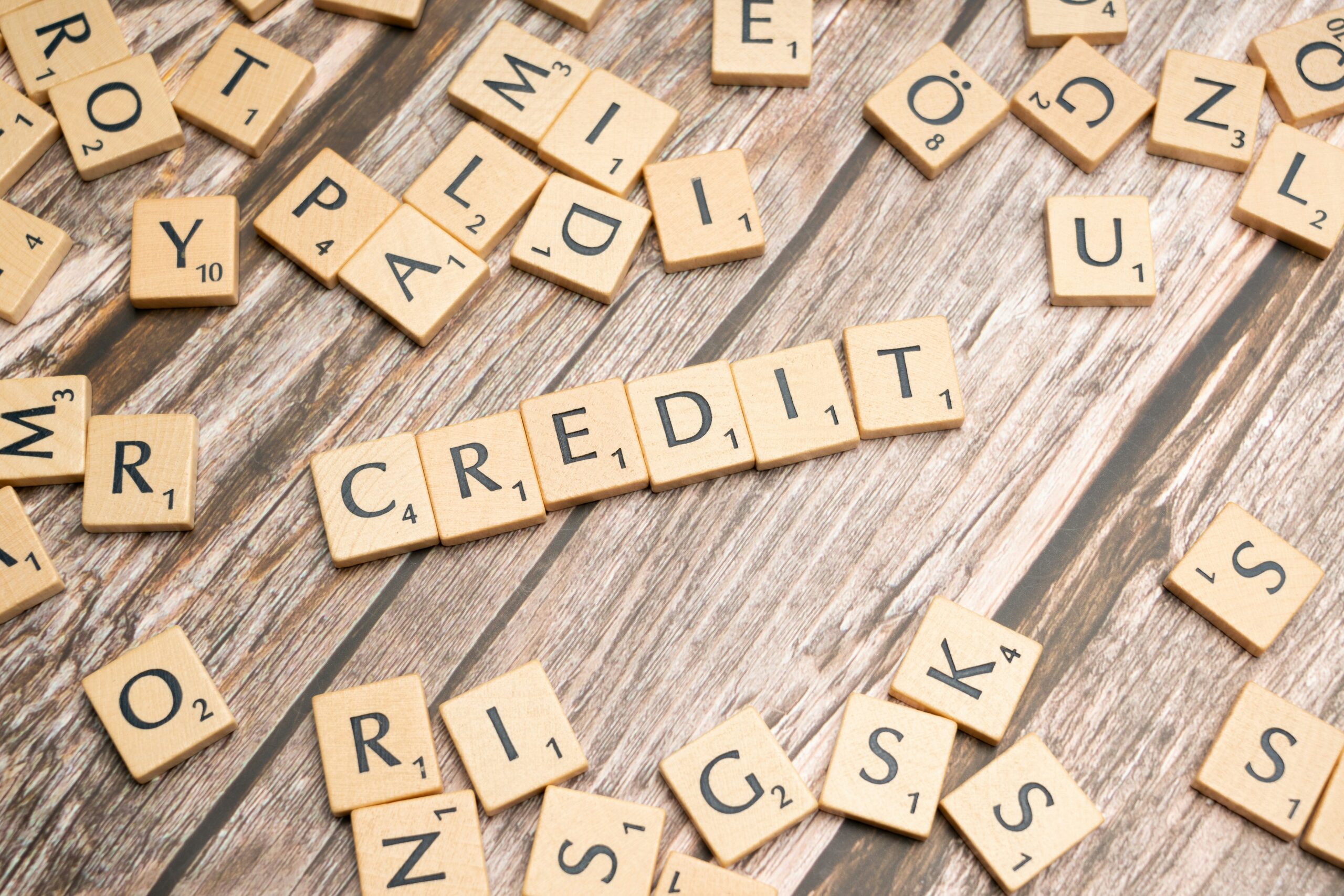 Scrabble letters spelling out "credit"