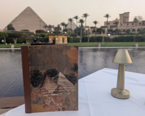 Dinner menu for the pyramid-view restaurant at Marriott Mena House, Cairo